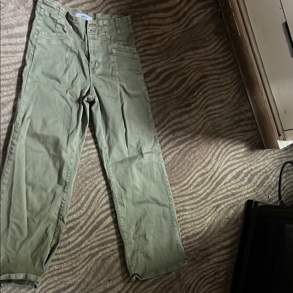 Green Straight Leg Cotton Pants